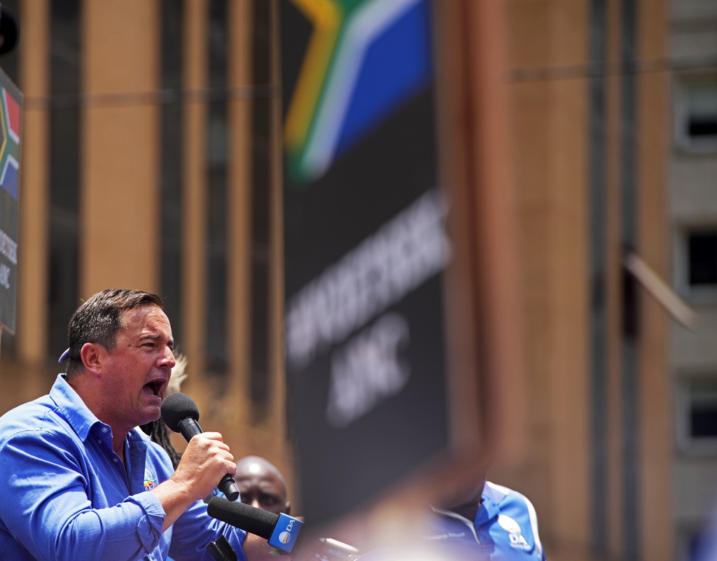 DA leader John Steenhuisen leads the party on a march against load-shedding to the ANC headquarters, Luthuli house. Photo: Tebogo Letsie/City Press