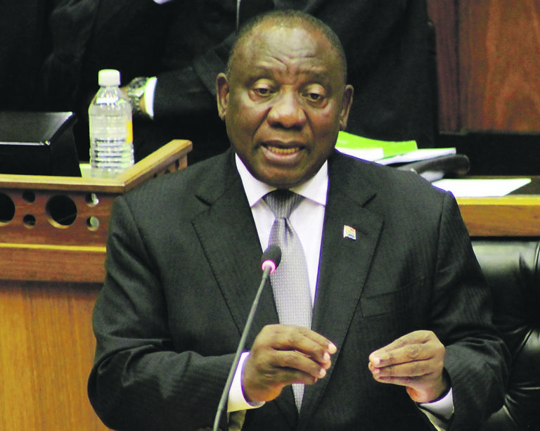 President Cyril Ramaphosa answered questions in the National Assembly in Cape Town yesterday.                        Photo by Lindile Mbontsi