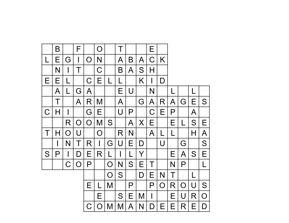 Solution for crossword #164 Home