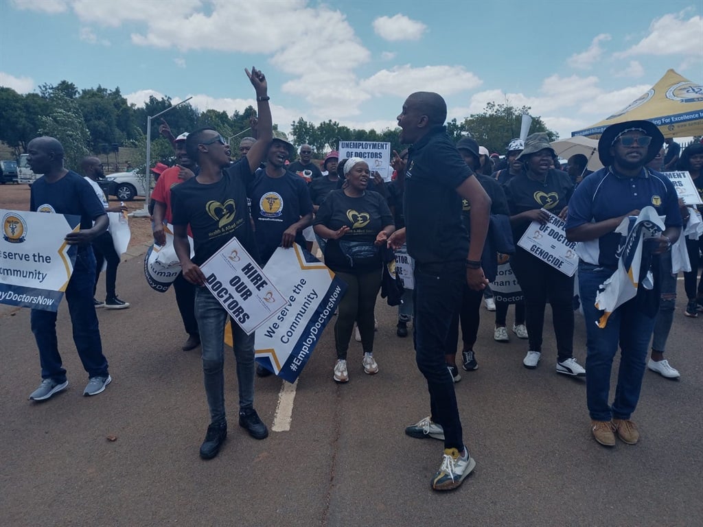 SA Medical Association Trade Union was joined on Thursday by several other trade unions, such as Cosatu, Democratic Nursing Organisation of SA and Young Nurses Indaba Trade Union in a protest against the unemployment of doctors.  Photo: Noxolo Majavu