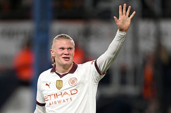 Manchester City's Erling Haaland celebrates scoring a goal. (Image by Shaun Botterill/Getty Images)