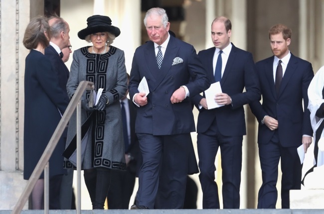 King Charles (centre), Camilla, queen consort (far left) and Prince William (second right) have been left shattered by the claims of Prince Harry (far right) in his tell-all memoir Spare. (PHOTO: Gallo Images/Getty Images)