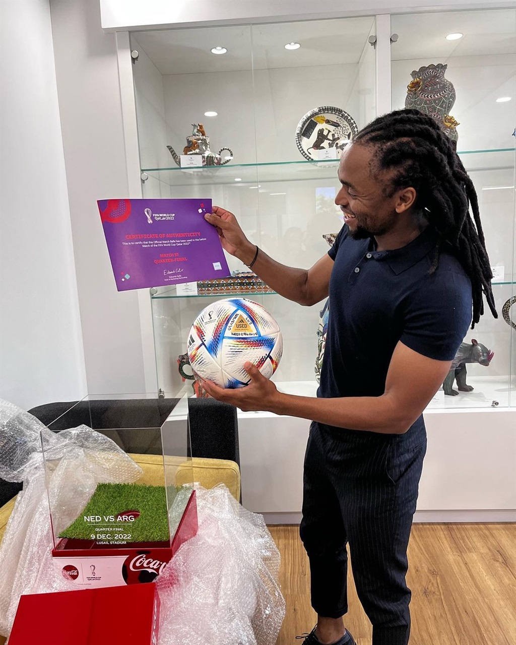 Siphiwe Tshabalala received a World Cup match bal