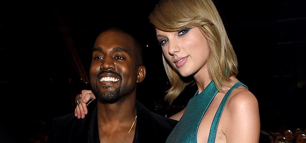 Kanye West and Taylor Swift attend The 57th Annual Grammy Awards. (Getty Images)