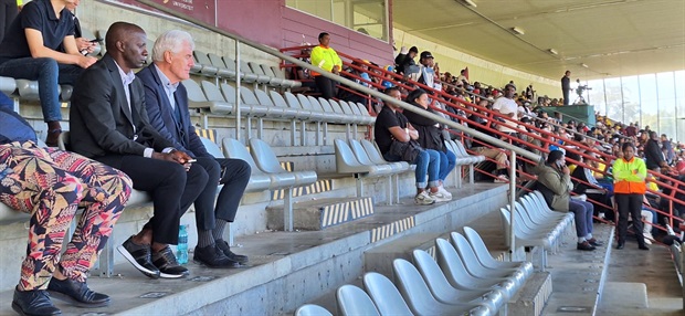 <p>"Midnight Express" the one and only Herman Mkhalele, assistant Bafana Bafana coach alongside head coach Hugo Broos, who are seated with pen and pads as well. </p><p>The men's senior national team will assemble at the end of the season for 2026 World Cup Qualifiers against Zimbabwe and Nigeria in June.</p><p>- Tashreeq Vardien</p>