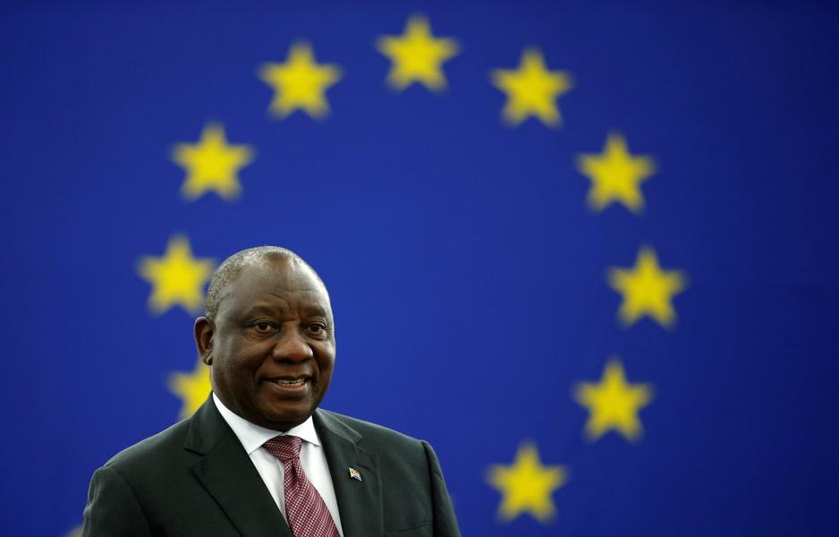 South African President Cyril Ramaphosa arrives to addresses the European Parliament. Picture: Vincent Kessler/ Reuters
