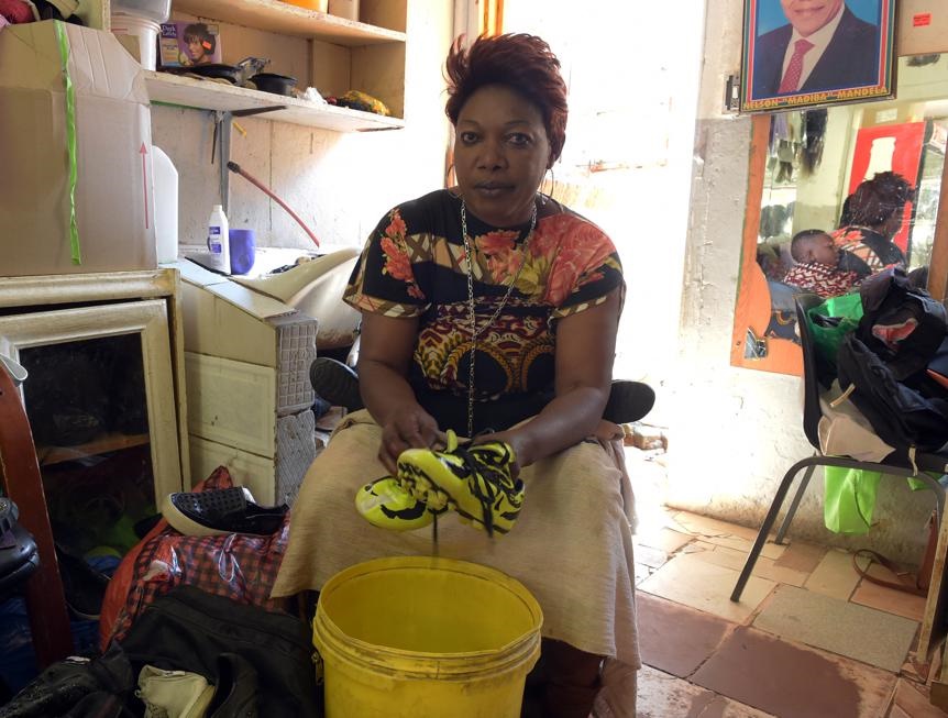 Landu Isabel from Angola says she supports Bafana Bafana. 
Photo by Trevor Kunene 
