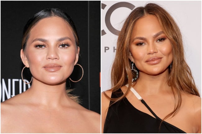 Former model Chrissy Teigen has confirmed she had fat removed from her cheeks. Here she is in 2016 (left) and last year. (PHOTO: Gallo Images / Getty Images)
