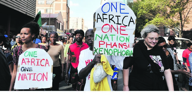 An anti-xenophobia march in Johannesburg, with both locals and foreigners    participating. Picture: Elizabeth Sejake