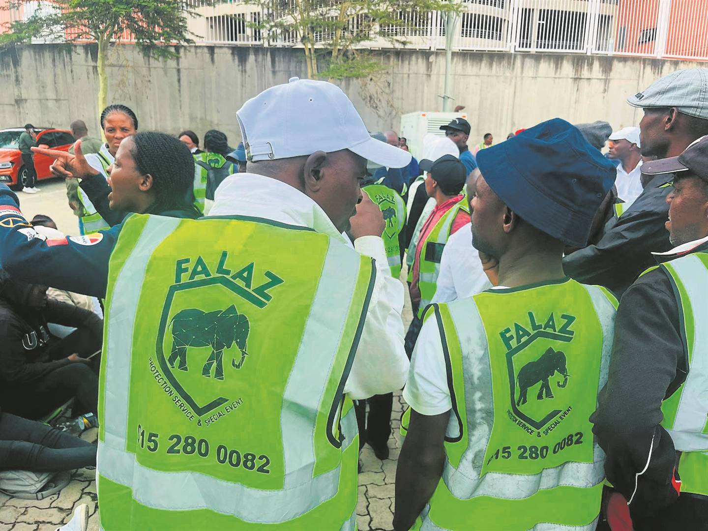 Security officers protested outside the Peter Mokaba Stadium in Polokwane, demanding their money from Falaz Protection Services. 