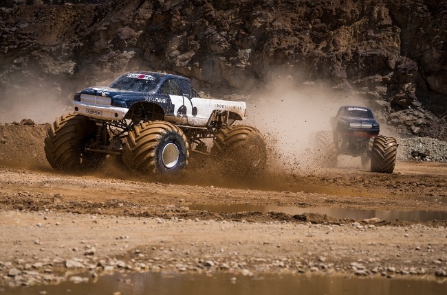 Watch Red Bull's F1 Drivers Wheel Monster Trucks On Dirt