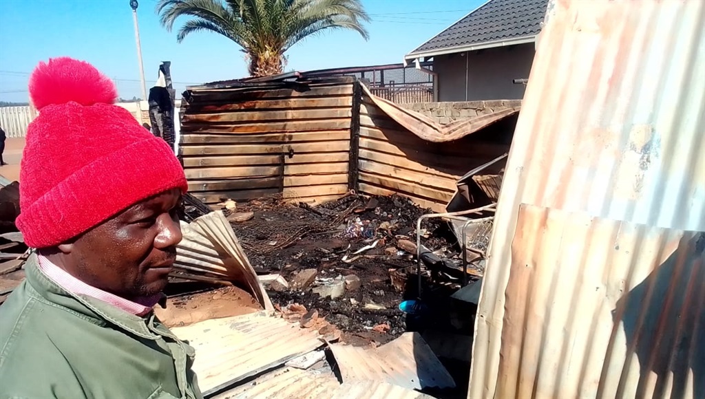 Frans Matshiye says his nephew and his girlfriend died during shack fire. Photo by Sammy Moretsi