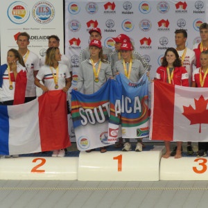 South African Junior Lifesaving team winning Gold in SERC at World Champs (supplied)