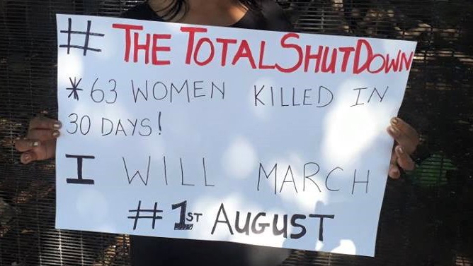 #TheTotalShutDown protest against gender-based violence.