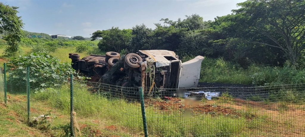 A damaged truck that was involved in the crash where many vehicles collided on the M41 highway in KZN.