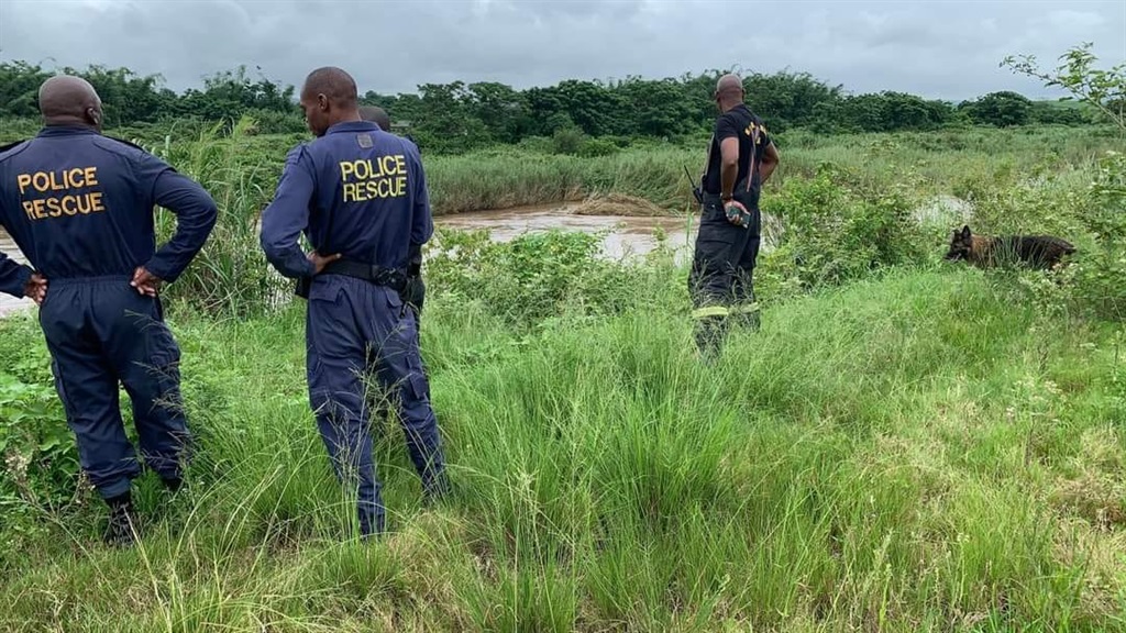 Police near the Mvoti River on Wednesday, 17 January.