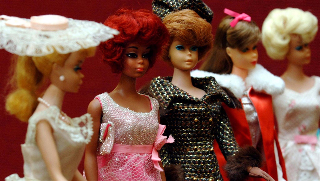 Barbie doll models from the 1960's on display at Christie's in London