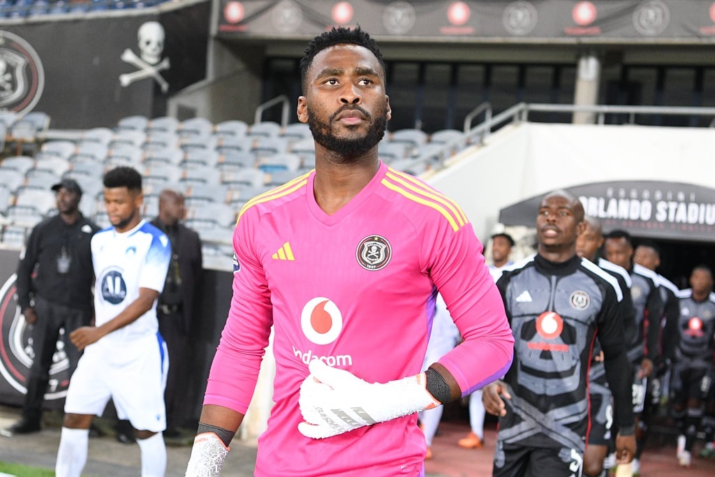 Sipho Chaine of Orlando Pirates during the CAF Champions League, 1st preliminary round - leg 2 match between Orlando Pirates and Djabal Club at Orlando Stadium on August 25, 2023 in Johannesburg, South Africa. 
