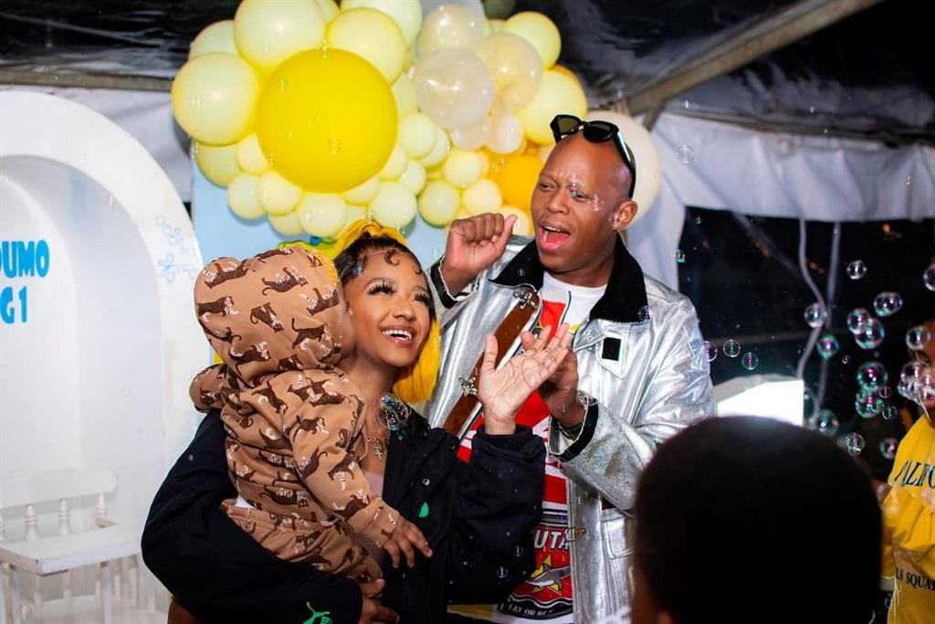 Babes Wodumo and Mampintsha on their son, Sponge's first birthday in 2022. 