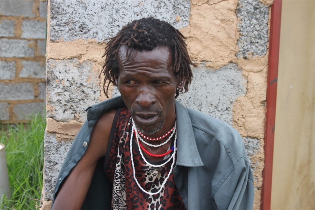 Sangoma Ndiboleke Mithu, who blames amadlozi for his pain. Photo by Phineas Khoza