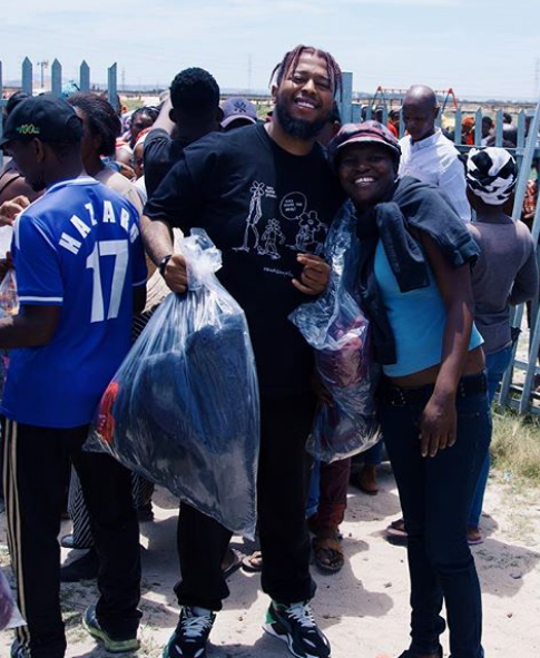 Musician Anatii recently visited the Khayelitsha fire victims.
Photo: Instagram 