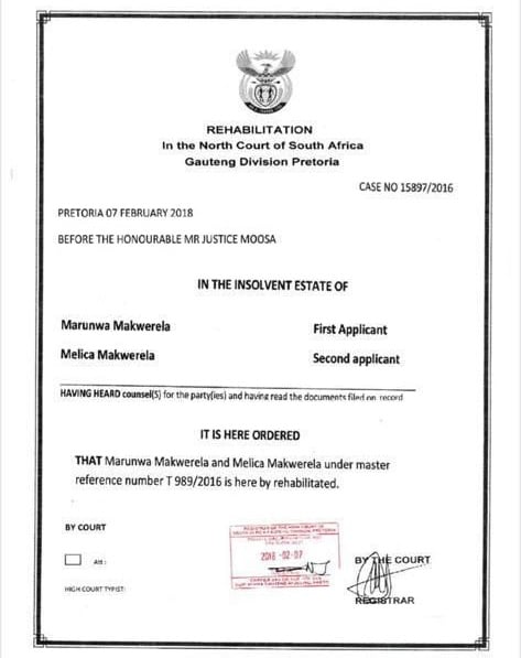 Screengrab of supposed certificate issued by court