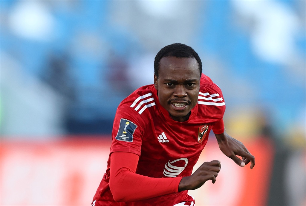 Percy Tau of Al Ahly during the FIFA Club World Cup Morocco 2022 2nd Round match between Seattle Sounders FC and Al Ahly FC at Stade Ibn-Batouta on February 4, 2023 in Tanger Med, Morocco. 