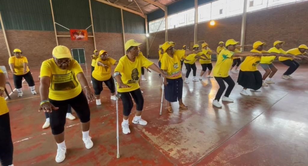 Kasi gogos exercising at Simunye Senior Citizen club in Mamelodi, Tshwane. Photo by Aaron Dube 