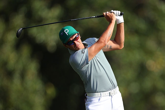 Rickie Fowler in action at Augusta National Golf Club on 10 April 2024. (Photo by Andrew Redington/Getty Images)