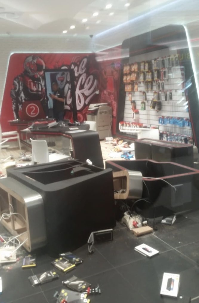A Vodacom store that was left in ruins 