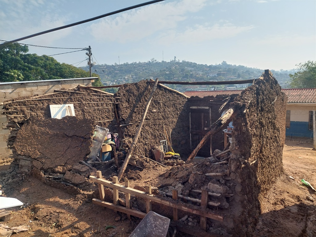 Damage to a home after heavy rains at Inanda on Tuesday. 