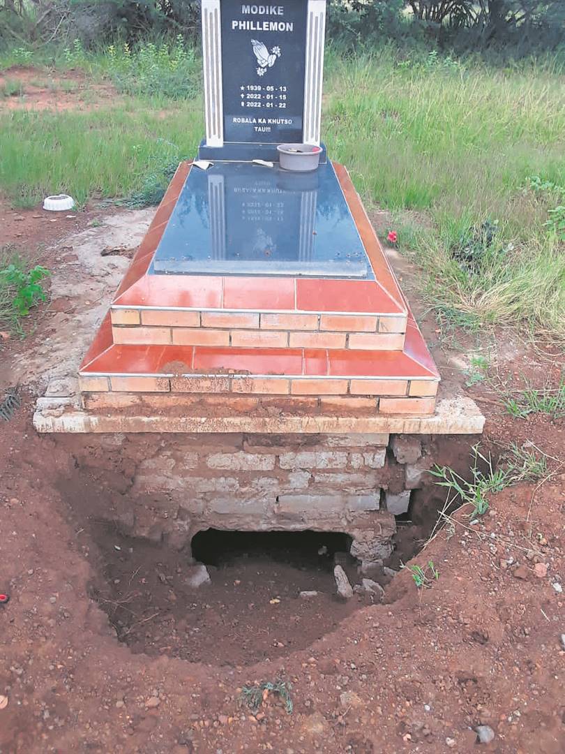 NO REST:       Family members made a horrific discovery after finding the grave of madala Phillemon Masedi opened and his body missing.