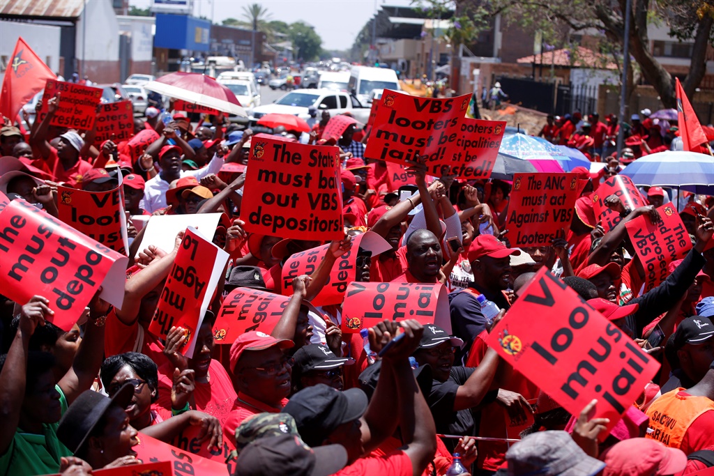 Cosatu members in Limpopo march against the VBS looters. Picture: Joshua Sebola