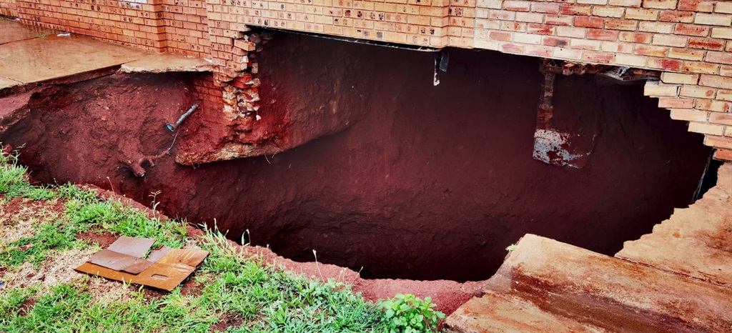 Pupils of Relebogile Secondary School  in Khutsong had to be sent home due to a sink hole which affected the building. Photo: Trevor Kunene