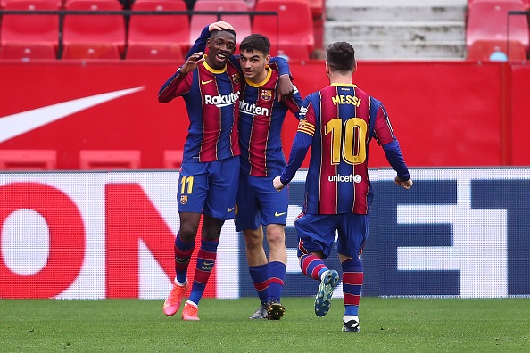 Ousmane Dembele, Pedri, and Lionel Messi