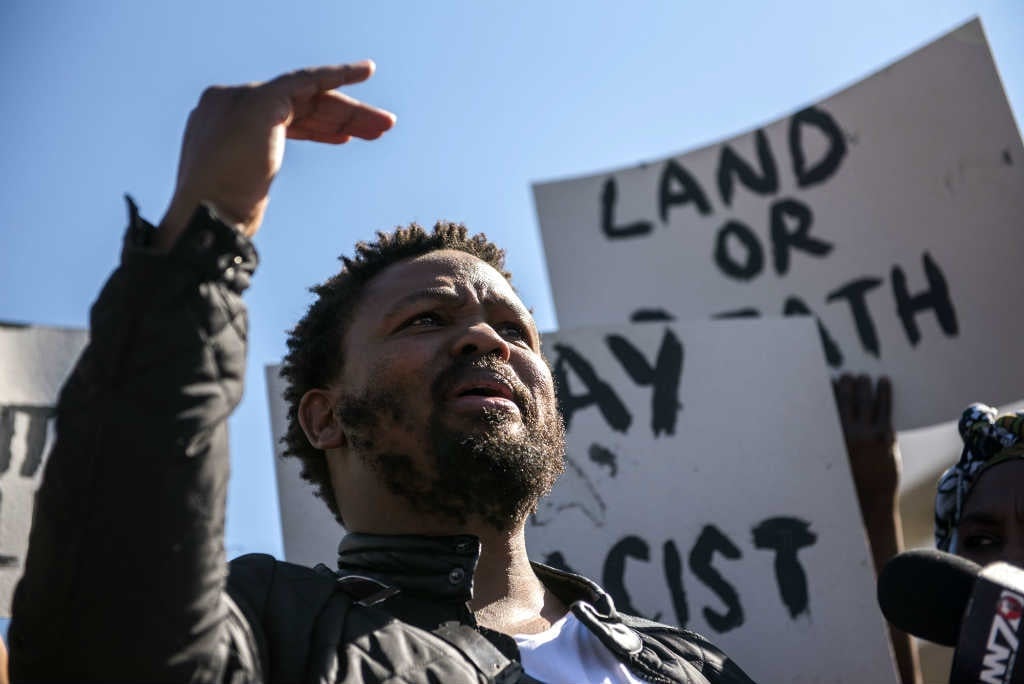 Black First Land First (BLF) members, led by Andile Mngxitama, protest in Centurion. Picture: Alet Pretorius/Gallo Images