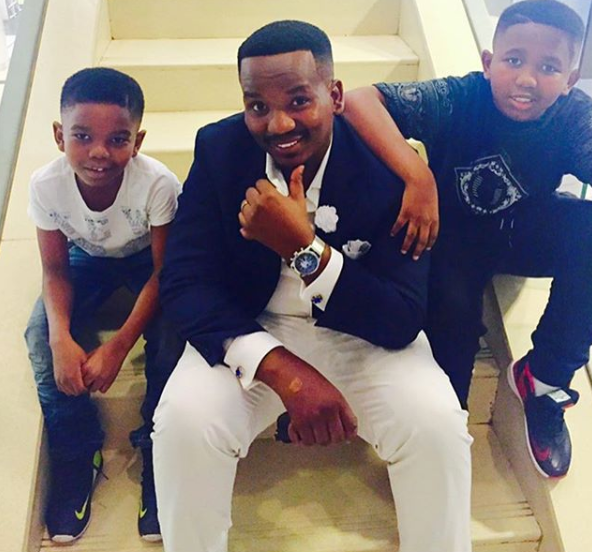 Sfiso Ncwane and his two sons, Ngcweti and Mawenza.