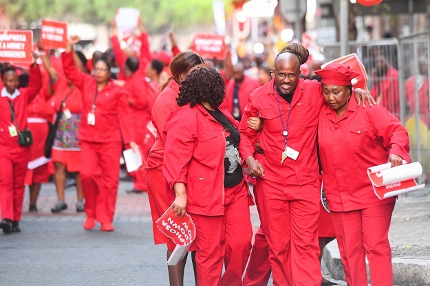 Members of the Economic Freedom Fighters (EFF) lea