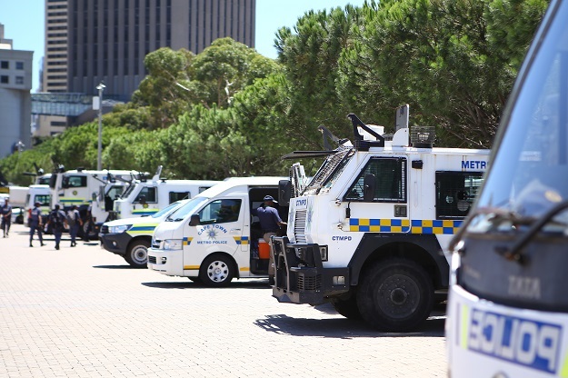 CAPE TOWN, SOUTH AFRICA - FEBRUARY 09: Police pres