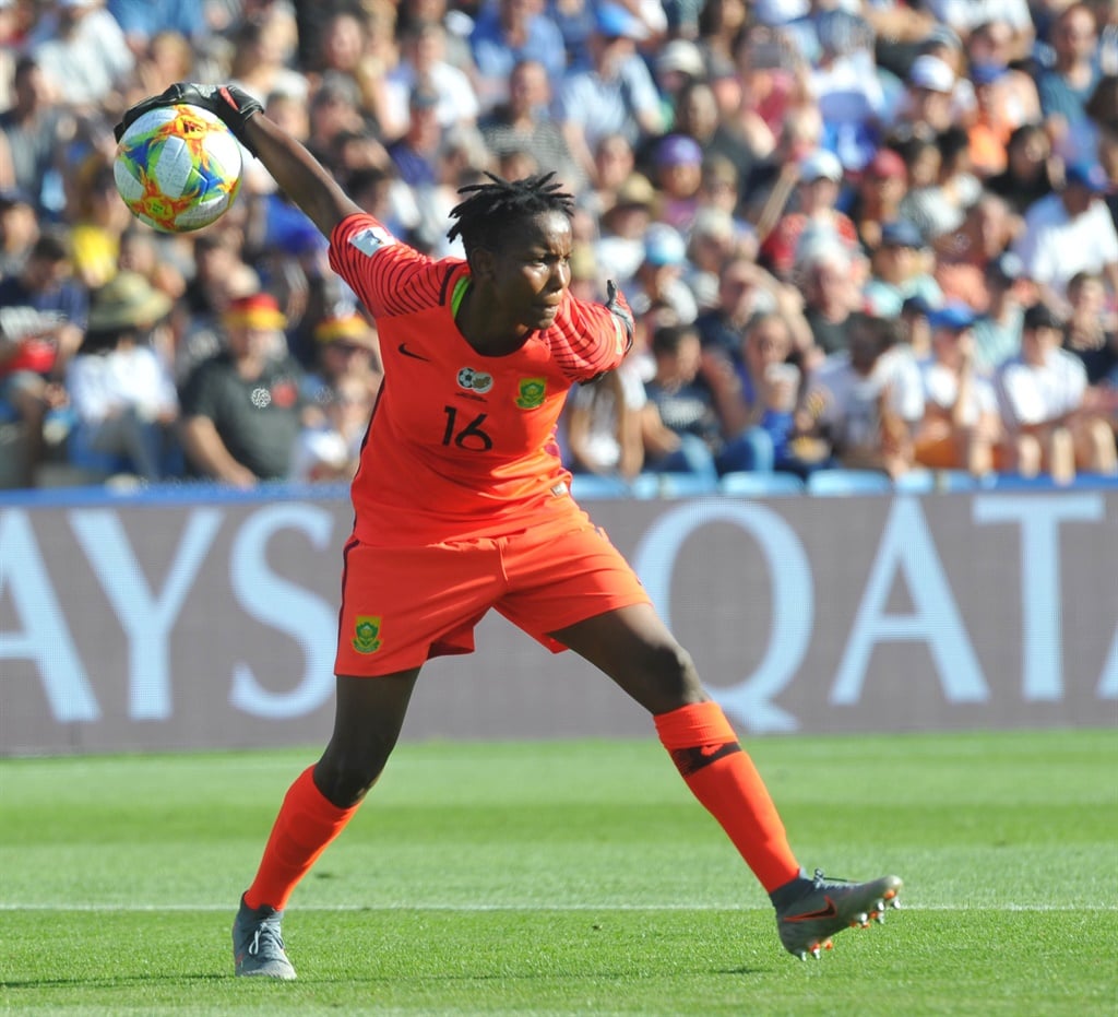 Andile Dlamini of Banyana Banyana reacts  during the  2019 FIFA Womens World Cup match between South Africa and Germany  on the 17 June 2019 in Stad Mosso, Montpellier , France 