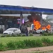 WATCH: VW POLO on fire at petrol station!