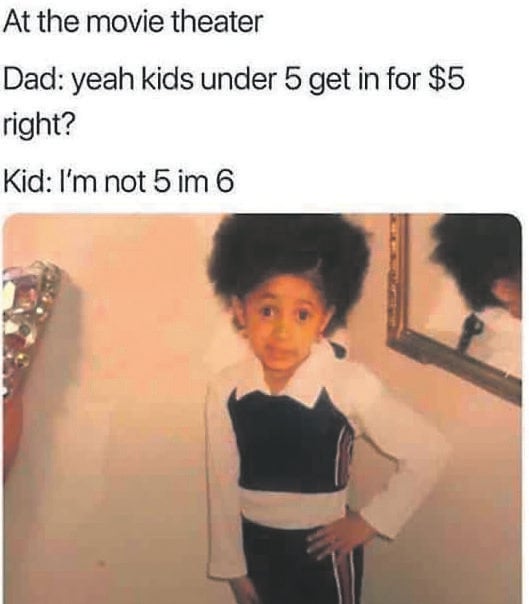 MEME OF THE YEAR This picture of afive-year-old Cardi B spawned memes across the internet. Her sassy little pose just spoke to us.