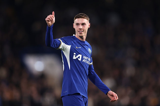 Chelsea's Cole Palmer during the Premier League match against Everton at Stamford Bridge in London on 15 April 2024. (Alex Pantling/Getty Images)