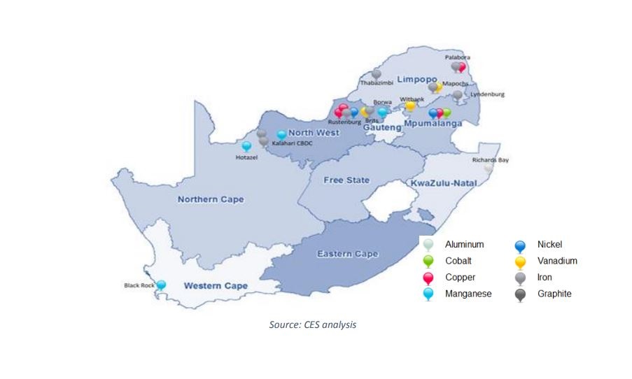 Battery minerals present in South Africa. Graphic: