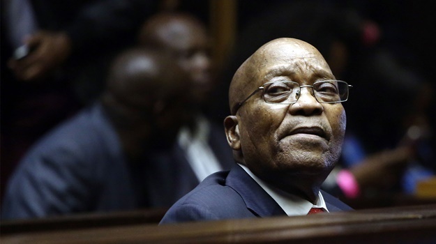 Former South African president Jacob Zuma sits in 
