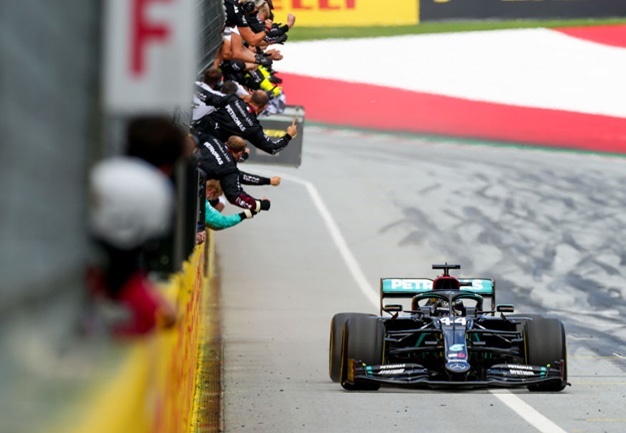 Lewis Hamilton wins the Formula One Grand Prix of Styria at Red Bull Ring on July 12, 2020 in Spielberg, Austria. (Photo by Peter Fox/Getty Images)