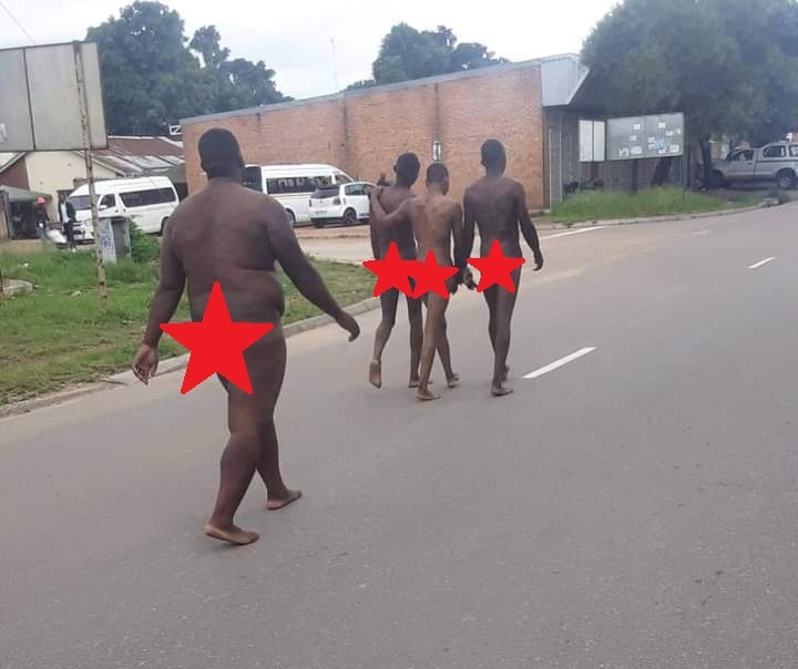 The four men can be seen walking the streets of Polokwane naked. Photo: Supplied
