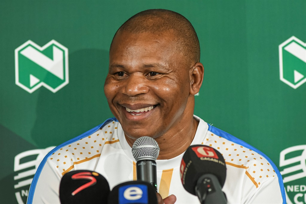 John Maduka, coach of Royal AM during the Royal AM press conference at Park Square on February 07, 2023 in Umhlanga, South Africa. 
