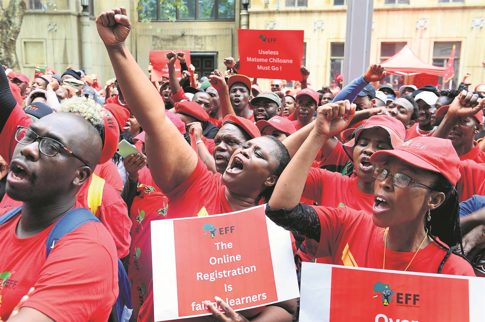 Members of the EFF in Gauteng picketing outside the offices of the education department in Joburg, demanding placement for all pupils around the province. Photos by Morapedi Mashashe