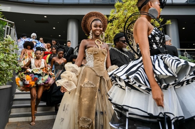 Fashion models during the Hollywoodbets Durban July 2023 media launch at Oceans Mall in Durban.